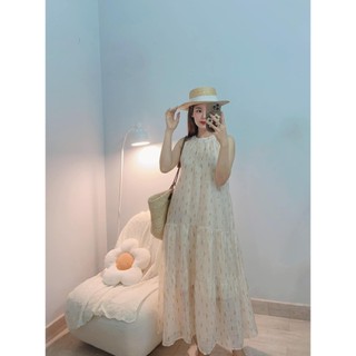 Đầm maxi hoa cổ yếm thiết kế 2 lớp (ẢNH THẬT SHOP CHỤP)