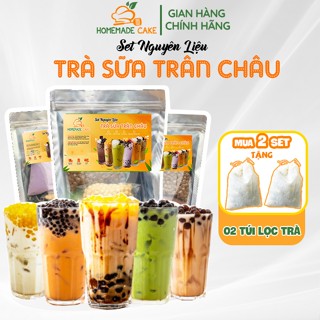 Nguyên Liệu Trà Sữa 15LY ⚡FREESHIP⚡ Set làm Trà Sữa Trân Châu tự pha Phúc Long, Thái Xanh, Đường Đen