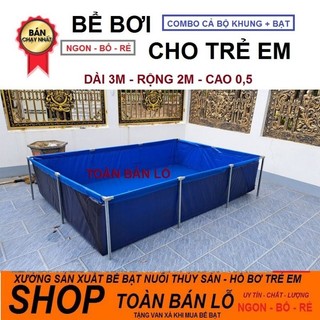 Bể bơi cho bé khung kim loại phi 25, bể nuôi ốc ếc cá lươn có khung