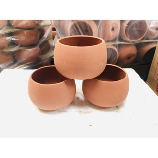 Set 3 chậu Chậu sứ hạt dẻ Bát Tràng
