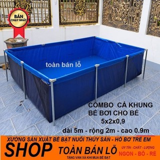 Bể bơi cho các bé, bể bạt có khung nuôi thủy sản