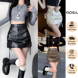 Chân váy da nữ da thiết kế rút dây 2 bên hông siêu hot ROSA BOUTIQUE V5912