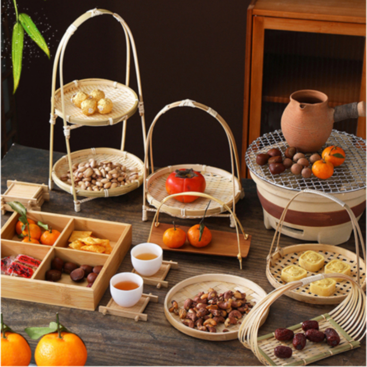 Mẹt tre tầng, mẹt tre 1,2,3 tầng đựng đồ decor trang trí chụp ảnh