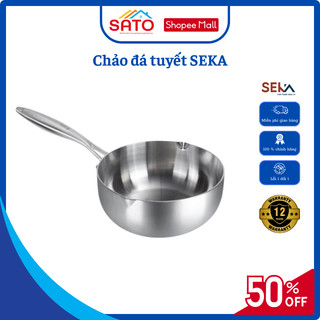 Chảo đá tuyết SEKA 26cm chống dính 5 lớp inox đúc nguyên khối sâu lòng tặng kèm vỉ róc dầu