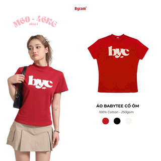 (BẢN PREMIUM) Áo Babytee Y2K Cổ Ôm Màu Đỏ Chữ Nổi Phong Cách Streetwear 𝑩𝒚𝒄𝒂𝒎𝒄𝒂𝒎