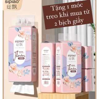 Bịch Giấy Treo Đa Năng SIPIAAOO Hoa Hồng, Khăn Rút Treo Trường 3 Lớp