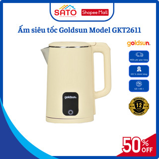 Ấm siêu tốc GOLDSUN GKT2611 tự ngắt vỏ 2 lớp cách nhiệt công suất 1500W dung tích 1.8L