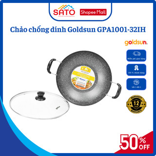 Chảo nhôm chống dính GOLDSUN GPA1001 32IH lòng sâu đáy bằng vân đá chính hãng 12 tháng bảo hành