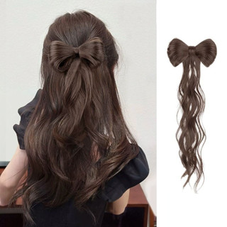  Tóc giả kẹp nơ đuôi dài cho nữ loại 1 BU11 Búi tóc giả kẹp nơ phong cách cổ điển cho nữ 
