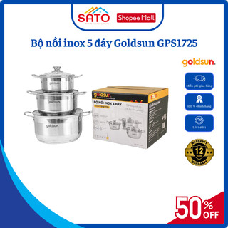 Bộ nồi inox Goldsun GPS1725 5 lớp đáy quai chắc đủ size dùng mọi loại bếp