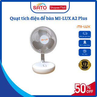 Quạt tích điện để bàn Milux A2 Plus mini động cơ không chổi than 2400mAh cho văn phòng gia đình