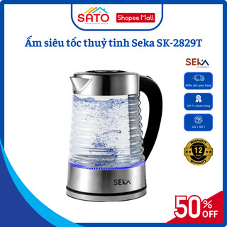 Ấm siêu tốc thủy tinh Seka SK-2829T 2000W dung tích 2.2L trong suốt có đèn led tự ngắt khi sôi
