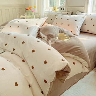 Bộ chăn ga gối đũi Bodecor 4 món hoa nhí nhập khẩu cao cấp, họa tiết dễ thương đủ kích thước miễn phí bo chun