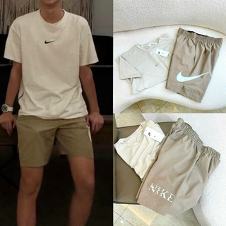 BỘ NAM L.I.K.E cổ tròn màu be quần gió áo cotton lạnh 2024