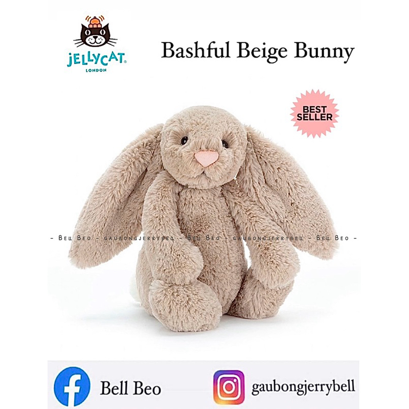 (Best Seller - 100% Authentic - Thêu tên) Thỏ bông Jellycat Bashful Beige Bunny chính hãng Jellycat full size