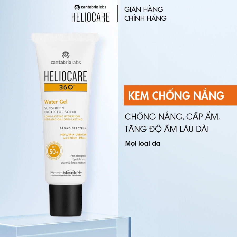Kem chống nắng Heliocare 360° Water Gel SPF 50 chống nước , cấp ẩm và bảo vệ da khỏi UVA, UVB, Hev