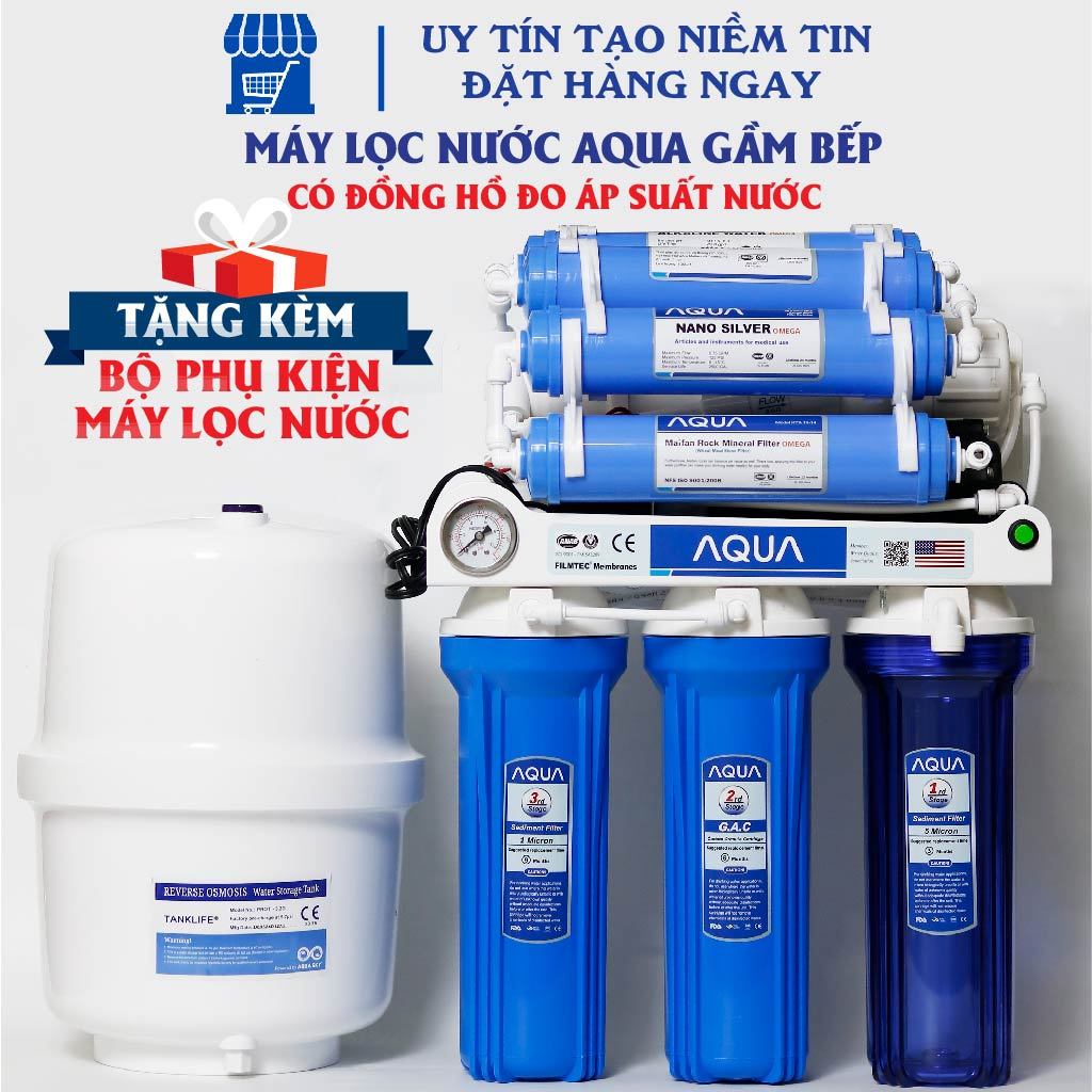 Máy lọc nước RO không vỏ tủ AQUA 8, 9, 10,11 cấp lọc , máy lọc nước RO lắp gầm bếp chính hãng AQUA, Máy lọc nước