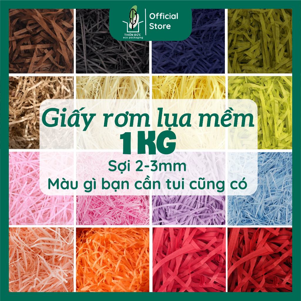  Giấy rơm lụa mềm nhiều màu 1 KG sợi giấy vụn từ giấy mỏng nhẹ lót hộp quà tặng trang trí chống sốc cho món quà vintage 