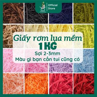 Giấy rơm lụa mềm nhiều màu 1 KG sợi giấy vụn từ giấy mỏng nhẹ lót hộp quà tặng, trang trí, chống sốc cho món quà vintage