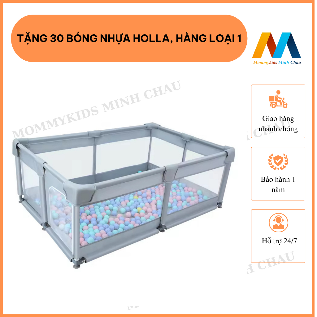 Quây cũi nhà bóng MOMMYKIDS MINH CHÂU Cho bé chống va đập,khung hợp kim