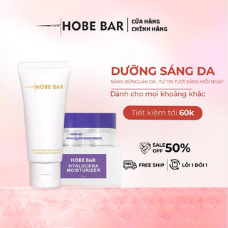 Combo kem dưỡng ẩm + sữa rửa mặt 50ml hobebar dưỡng sáng da sạch sâu cấp ẩm skincare
