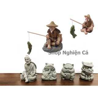 Tượng ông lão câu cá, thú câu cá phụ kiện trang trí tiểu cảnh, bể cá