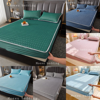 Chiếu Điều Hòa Bo Chun Bọc Đệm Tencel Trơn  Vải Lụa Tencel  Mát Mịn Kèm 2 Vỏ Gối Đủ Kích Thước