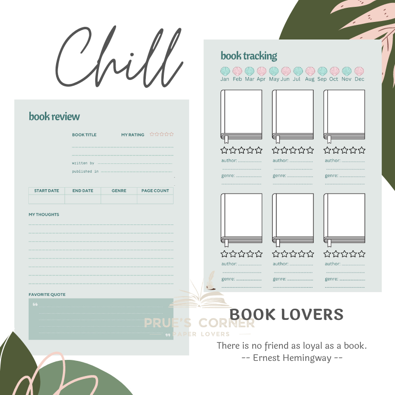 [Prue Corner] Set 20 tờ Book Tracker - Giấy note đọc sách / book review / Reading diary / Reading Journal