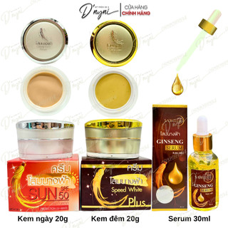 Serum & bộ đôi kem nhân sâm dưỡng trắng phục hồi tái tạo da mặt sawitee ginseng - thái lan