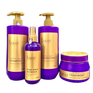 Bộ phục hồi tóc gội xả, xịt dưỡng và hấp dầu Lacei Extra Rich (trọn bộ)