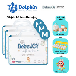 3 bịch tã bỉm bebejoy dán/ Quần Chính hãng siêu thấm hút, siêu mềm mịn