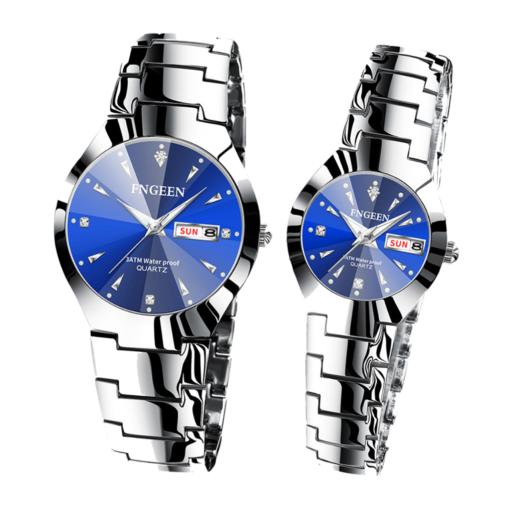 Đồng hồ đôi nam nữ Fngeen F02 mặt đính đá tặng kèm pin, tháo mắc và hộp đồng hồ