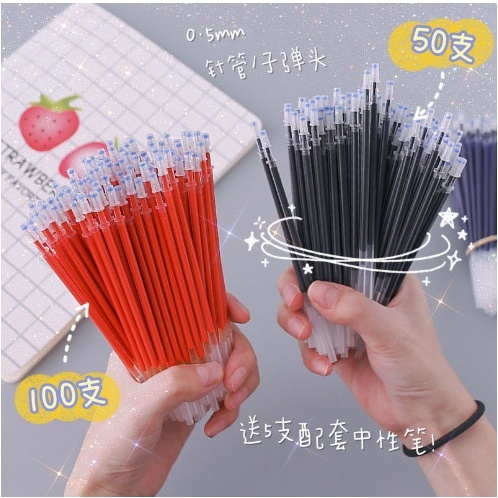 Combo 100 ngòi ruột bút bi nước thay vào bút chữ A và bút cute