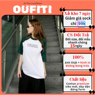 Áo Thun Form Rộng Raglan Local Brand Nam Nữ Trắng Đen Áo Thun Trơn Unisex Tay Lỡ Cổ Tròn Xanh Lá OF28