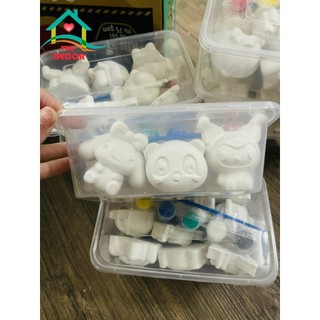 Tượng Thạch Cao ❤Tặng Kèm Mầu Cọ❤ Tượng Tô Màu mini Bát Tràng Decor Cho Bé Set 10 tượng NGẪU NHIÊN-kèm màu