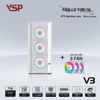 Vỏ Case VSP "Grille visual" V3 Trắng Đen lắp được main dual xeon