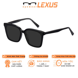 Kính râm vuông nam nữ LEXUS gọng nhựa mắt đen chống tia uv kiểu dáng basic dễ phối đồ