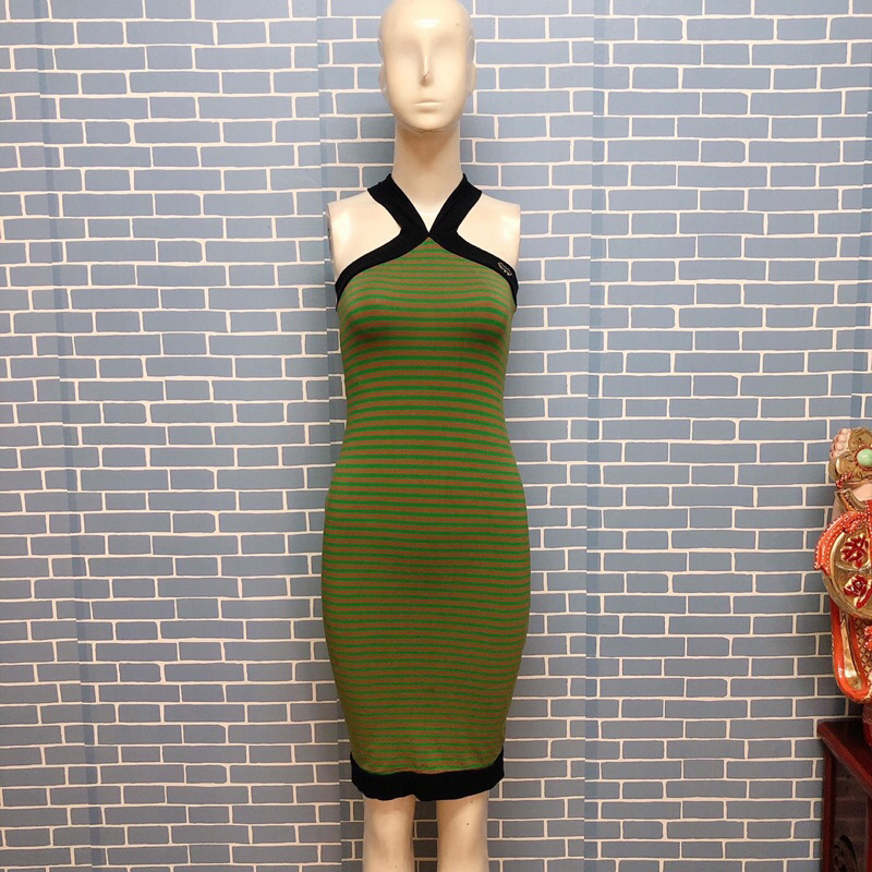đầm thun xanh sọc ngang H&M