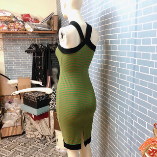 đầm thun xanh sọc ngang H&M