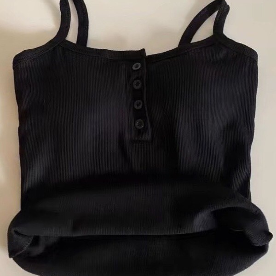 (KÈM MÚT) Áo 2 dây thun tăm có cúc trước kèm mút đệm quai nhỏ MILASU 234 | BigBuy360 - bigbuy360.vn