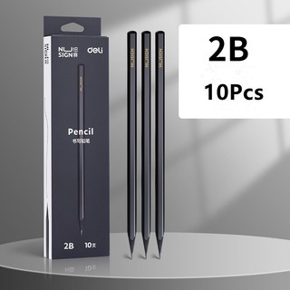 Set 10 Bút Chì 2B Gỗ Nusign Cao Cấp Deli - Chì Đậm Tô Trắc Nghiệm Làm Bài Kiểm Tra Nhạy Với Máy Chấm Thi Học Sinh(AKIM)