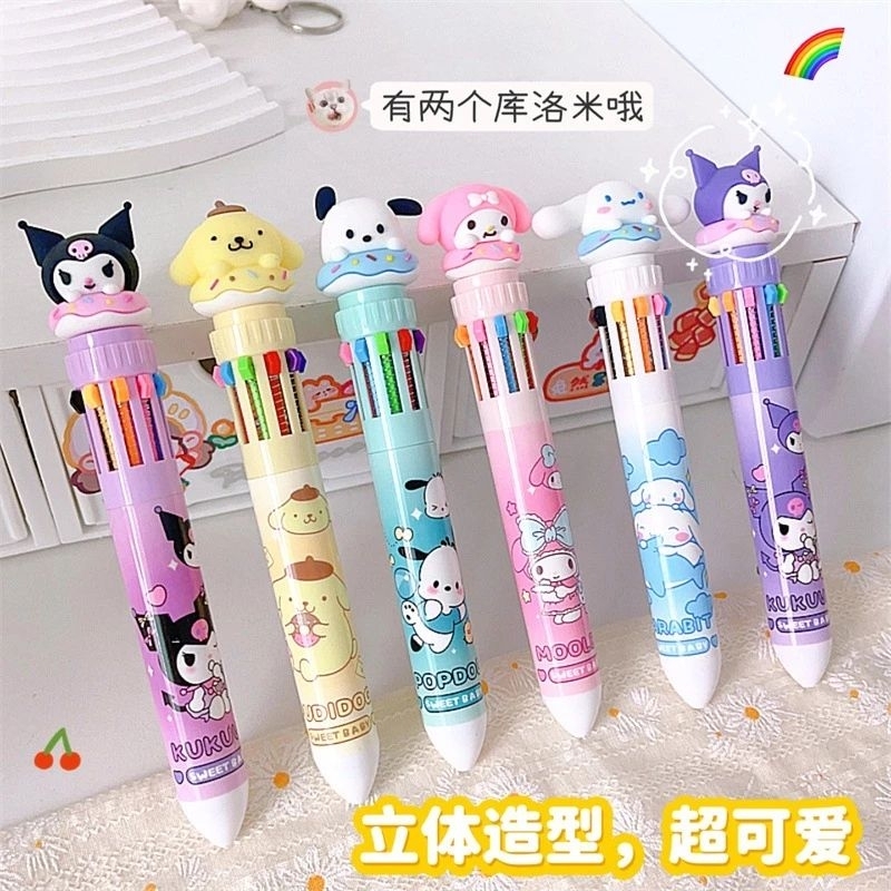 Bút bi 10 màu cute ,bút bi bấm 10 màu trai/gái