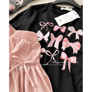 Set áo nơ mix chân váy hồng