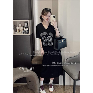 Váy xuông cổ tim số 69 đen Hương Bi