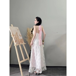 Đầm Dress Nữ Thiết Kế Maxi Yếm Ren Cột Dây Dáng Dài Cách Điệu Để Đi Biển_V2009-220