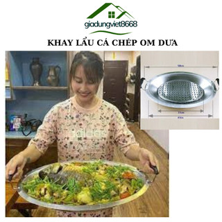 Khay Lẩu inox Dùng Nấu ăn - Lẩu Cá Chép Om Dưa, Nấu Lẩu Loại To Dùng Các Loại Bếp Gas  Bếp Từ