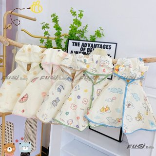 Khăn tắm cho bé vải xô 6 lớp áo choàng có mũ thấm hút nhanh khô