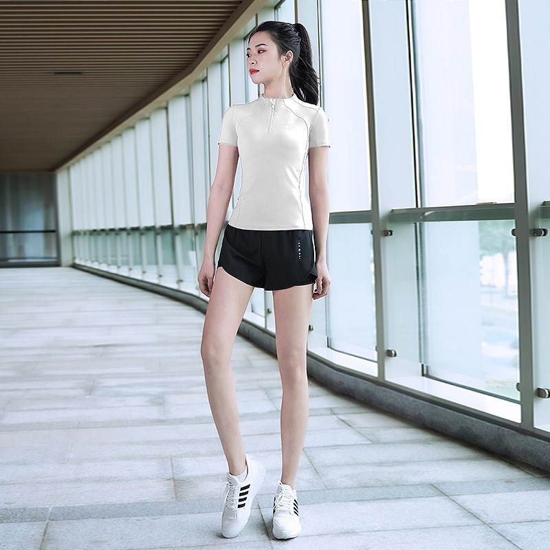 Áo thể thao nữ tay ngắn khóa kéo [Louro A6], phối lưới siêu thoáng, phù hợp tập thể thao, gym, yoga | BigBuy360 - bigbuy360.vn