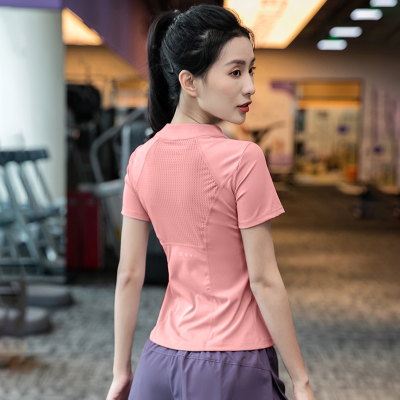 Áo thể thao nữ tay ngắn khóa kéo [Louro A6], phối lưới siêu thoáng, phù hợp tập thể thao, gym, yoga | BigBuy360 - bigbuy360.vn