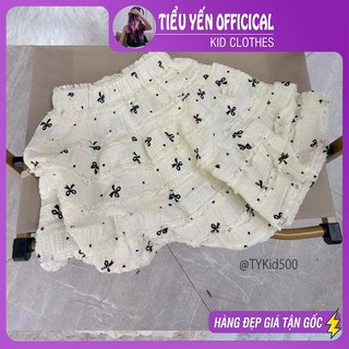 Quần áo trẻ em, chân váy bé gái, chân váy thô ren mềm thêu nơ cho bé 11-30kg v500 | tiểu yến kid